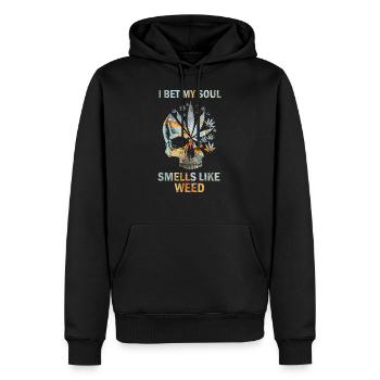 Cannabis Hanf THC 420 Seel Totenkopf - Männer Premium Bio Hoodie - Schwarz - Vorne - Nico (187cm)