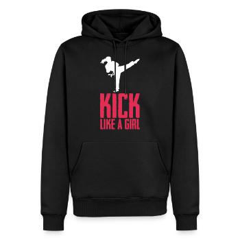 Kick comme une fille karaté girl karaté kick - Sweat à capuche Premium bio Homme - noir - Devant - Nico (187cm)