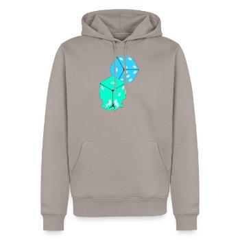 Dice - Sweat à capuche Premium bio Homme - taupe - Devant - Nico (187cm)