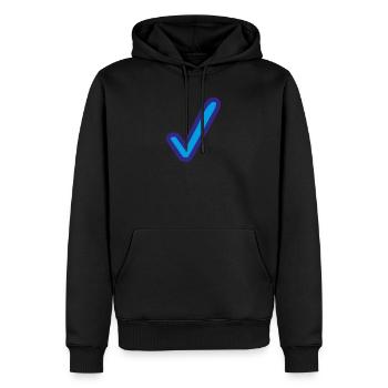 Blau Häkchen Icon - Männer Premium Bio Hoodie - Schwarz - Vorne - Nico (187cm)