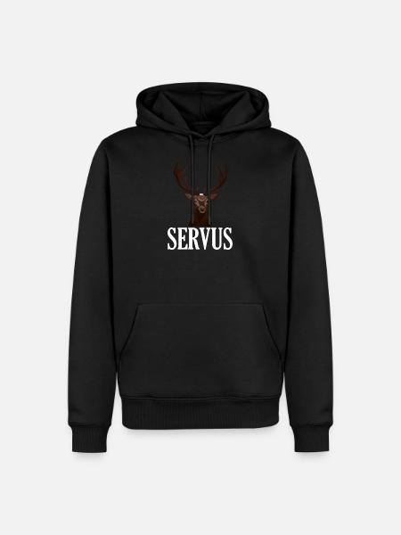 Servus Hirsch Hirschkopf Motif - Sweat à capuche Premium bio Homme - noir