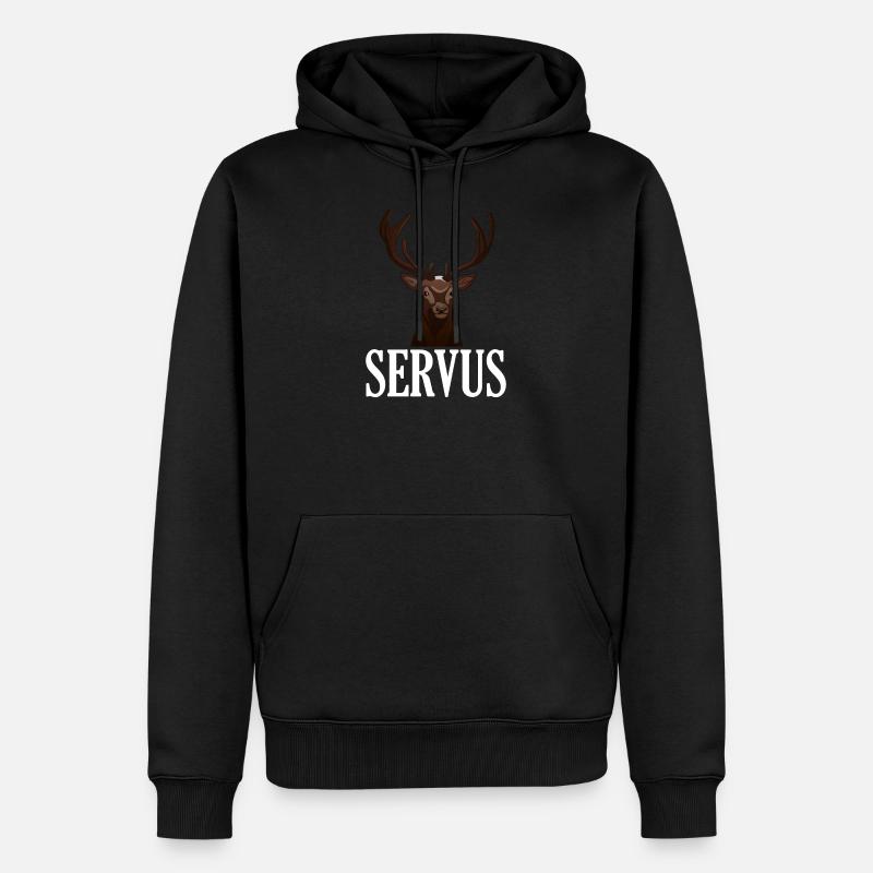 Servus Hirsch Hirschkopf Motiv - Männer Premium Bio Hoodie - Schwarz