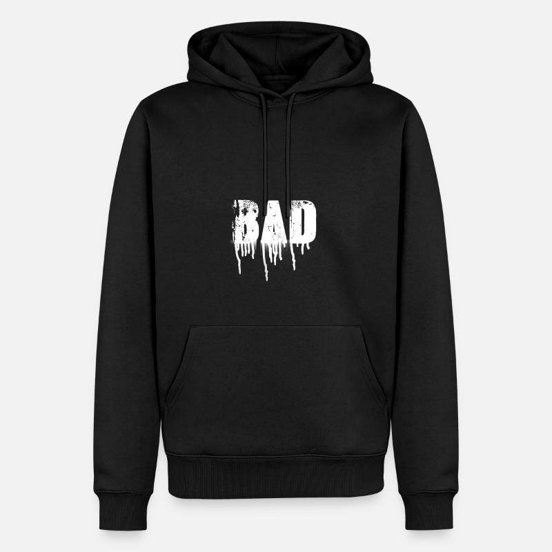 mauvais,police,blanc,graffiti,typo,pochoir - Sweat à capuche Premium bio Homme - noir