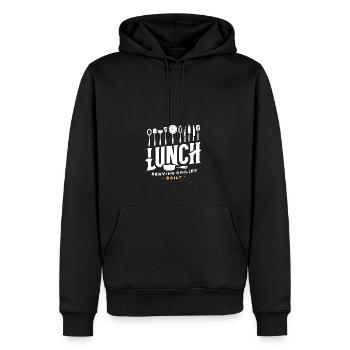 Mittagessen Täglich ein Lächeln servieren - Männer Premium Bio Hoodie - Schwarz - Vorne - Nico (187cm)