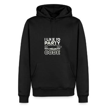 Ich mag Partys und mit Party meine ich Code - Männer Premium Bio Hoodie - Schwarz - Vorne - Nico (187cm)