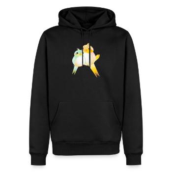 zwei rundliche Kanarienvögel im Kawaii Stil - Männer Premium Bio Hoodie - Schwarz - Vorne - Nico (187cm)