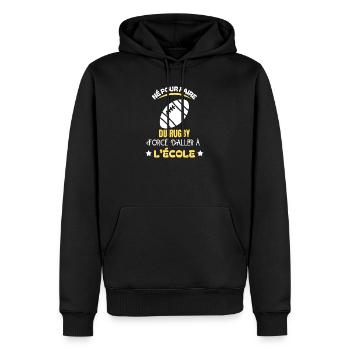 Geboren für Schulrugby - Männer Premium Bio Hoodie - Schwarz - Vorne - Nico (187cm)