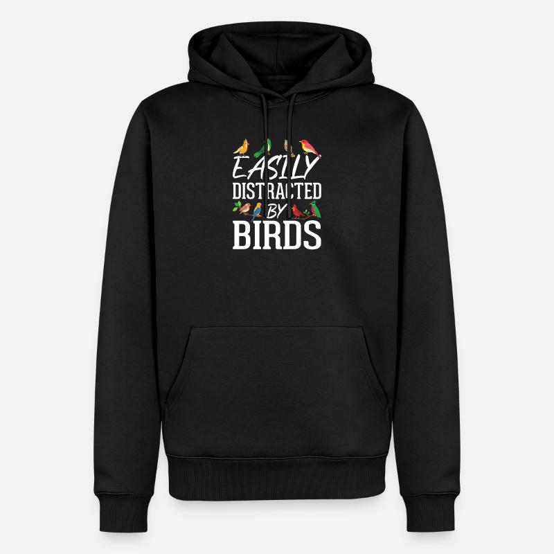 Facilement distrait par les oiseaux - Sweat à capuche Premium bio Homme - noir