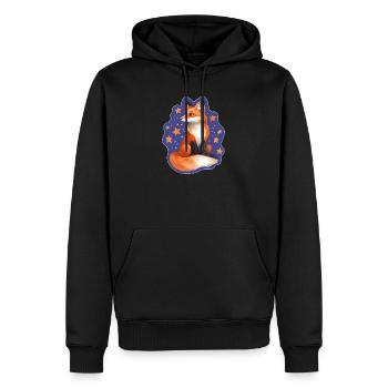 Renard et étoiles - Sweat à capuche Premium bio Homme - noir - Devant - Nico (187cm)