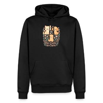 Too Cute to Care – Katze, Hund & Bär - Männer Premium Bio Hoodie - Schwarz - Vorne - Nico (187cm)