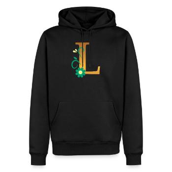 L - Men’s Premium Organic Hoodie - black - Front - Nico (187cm)