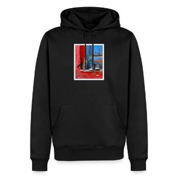 chat doux - Sweat à capuche Premium bio Homme - noir - Devant - Nico (187cm)