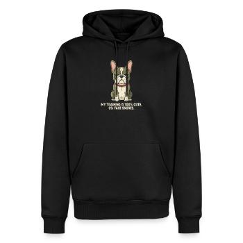 Mein Training: 100% süß, 0% falsches Schnarchen - Männer Premium Bio Hoodie - Schwarz - Vorne - Nico (187cm)