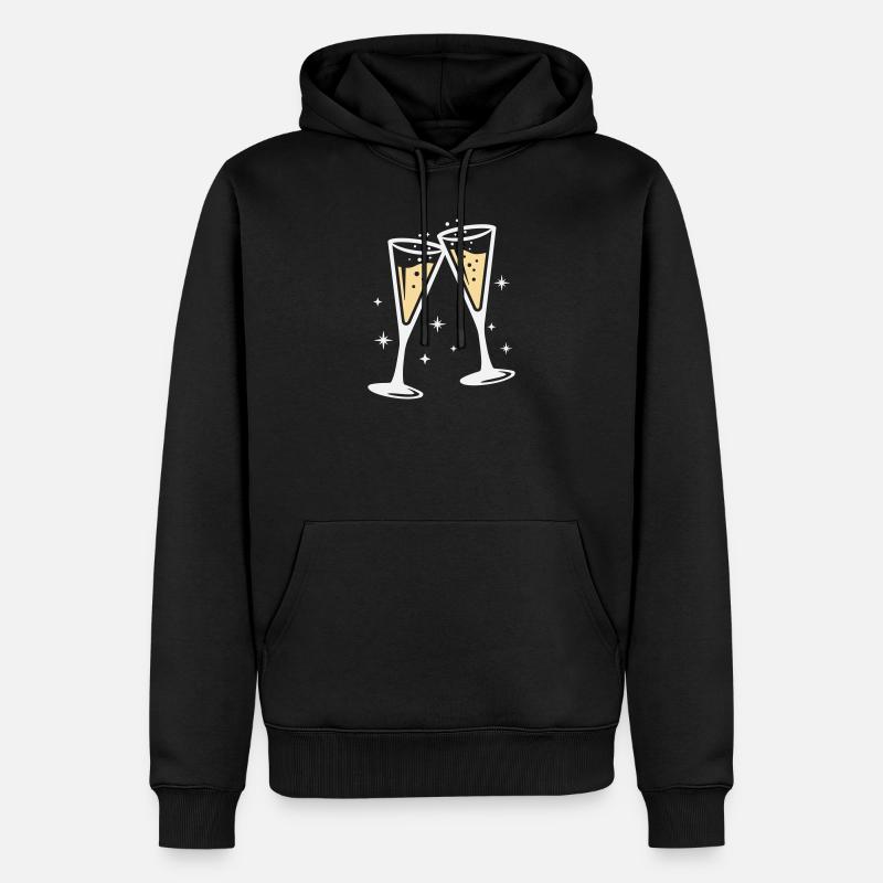 Sektglas Prosecco Sekt Alkohol Prost - Männer Premium Bio Hoodie - Schwarz