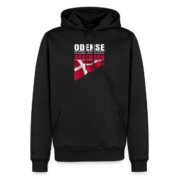 Odense - Männer Premium Bio Hoodie - Schwarz - Vorne - Nico (187cm)