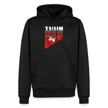 Thun - Männer Premium Bio Hoodie - Schwarz - Vorne - Nico (187cm)