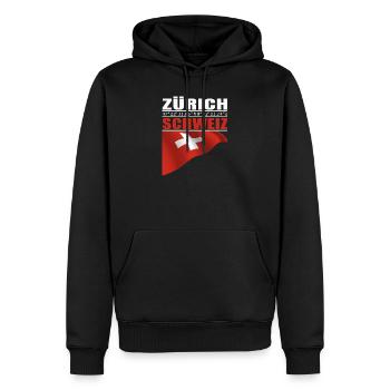 Zürich - Männer Premium Bio Hoodie - Schwarz - Vorne - Nico (187cm)
