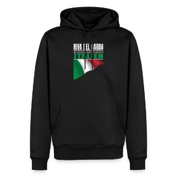 Riva del Garda - Sweat à capuche Premium bio Homme - noir - Devant - Nico (187cm)