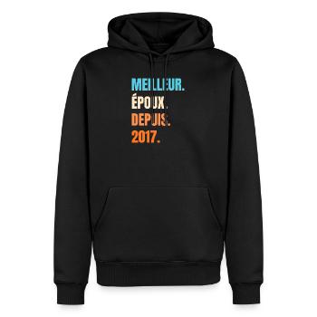 Bester Ehemann seit 2017 Geschenk-Ehemann - Männer Premium Bio Hoodie - Schwarz - Vorne - Nico (187cm)