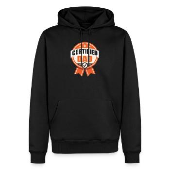 Papa certifié - Drôle de père design - Sweat à capuche Premium bio Homme - noir - Devant - Nico (187cm)