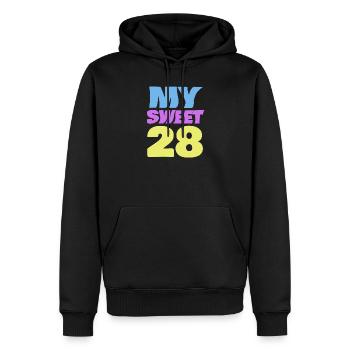 28 - Männer Premium Bio Hoodie - Schwarz - Vorne - Nico (187cm)