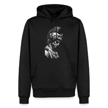 Statue de héros antique imprimé en contraste - Sweat à capuche Premium bio Homme - noir - Devant - Nico (187cm)