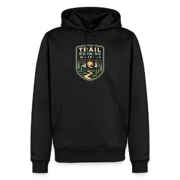 Vie en sentier - Sweat à capuche Premium bio Homme - noir - Devant - Nico (187cm)