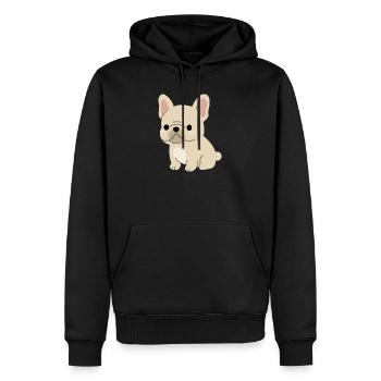 Charmante illustration de bouledogue français - Sweat à capuche Premium bio Homme - noir - Devant - Nico (187cm)