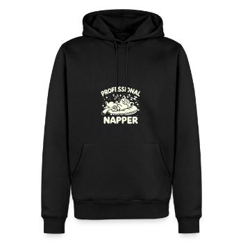 Professioneller Napper - Männer Premium Bio Hoodie - Schwarz - Vorne - Nico (187cm)