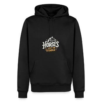 Pferde halten mich auf Trab - Männer Premium Bio Hoodie - Schwarz - Vorne - Nico (187cm)