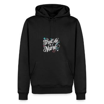 Vertrau mir, ich bin eine Krankenschwester - Männer Premium Bio Hoodie - Schwarz - Vorne - Nico (187cm)