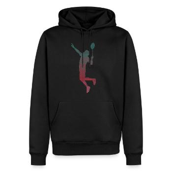 Badminton pixelated badminton player badminton - Men’s Premium Organic Hoodie - black - Front - Nico (187cm)