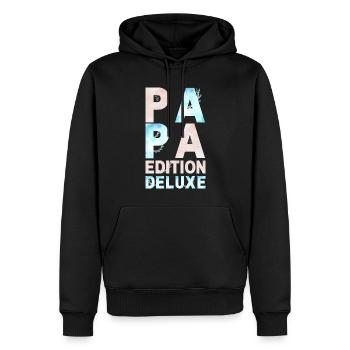 PAPA Deluxe Edition pastellrosa blau - Männer Premium Bio Hoodie - Schwarz - Vorne - Nico (187cm)