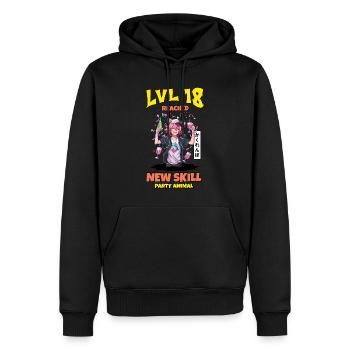 LvL 18 atteint, Sweet 18 - Sweat à capuche Premium bio Homme - noir - Devant - Nico (187cm)