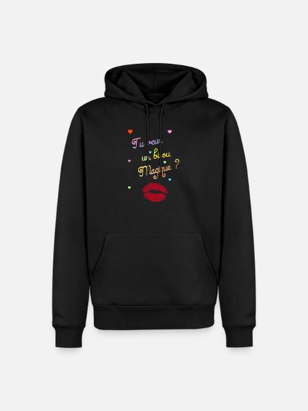 bisou magique - Sweat à capuche Premium bio Homme - noir