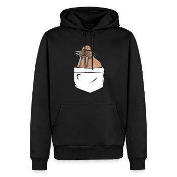 Walross - Männer Premium Bio Hoodie - Schwarz - Vorne - Nico (187cm)