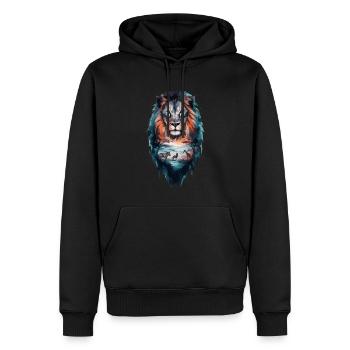 Paysage de lion majestueux Art africain - Sweat à capuche Premium bio Homme - noir - Devant - Nico (187cm)