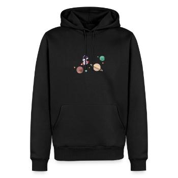 Un astronaute sur une fusée dans l’espace - Sweat à capuche Premium bio Homme - noir - Devant - Nico (187cm)
