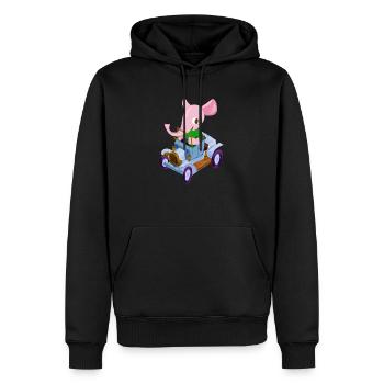 Éléphant dans une voiture de collection - Sweat à capuche Premium bio Homme - noir - Devant - Nico (187cm)