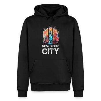 Happy New Year with fireworks in New York - Men’s Premium Organic Hoodie - black - Front - Nico (187cm)