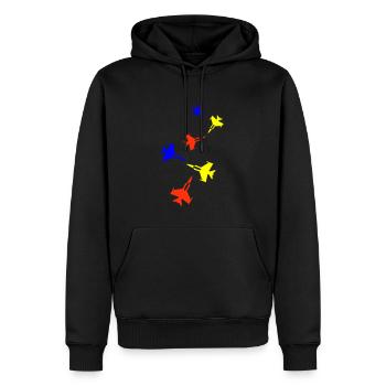 Symbole de jet d’avion - Sweat à capuche Premium bio Homme - noir - Devant - Nico (187cm)