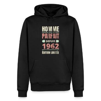 Homme parfait depuis 1962 anniversaire 60 ans - Sweat à capuche Premium bio Homme - noir - Devant - Nico (187cm)