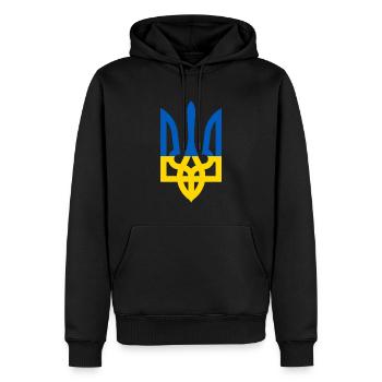 Armoiries de l’Ukraine Drapeau Drapeau cool Couleurs nationales - Sweat à capuche Premium bio Homme - noir - Devant - Nico (187cm)