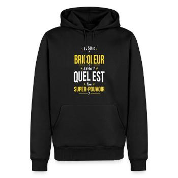 Je suis bricoleur - Super-pouvoir - Idée cadeau - Sweat à capuche Premium bio Homme - noir - Devant - Nico (187cm)