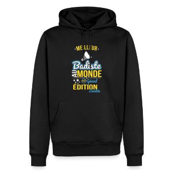 Meilleur Badiste au monde - 100% génial - Sweat à capuche Premium bio Homme - noir - Devant - Nico (187cm)