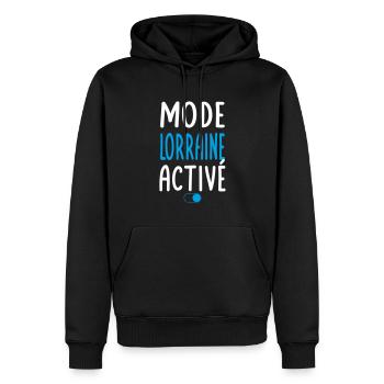 Mode Lorraine Activé - Idée Cadeau - Sweat à capuche Premium bio Homme - noir - Devant - Nico (187cm)
