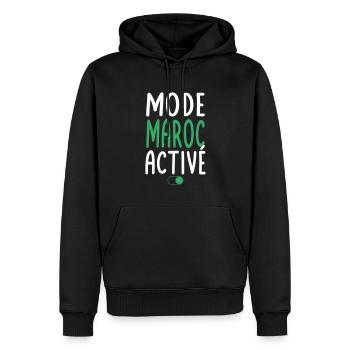 Mode Maroc Activé - Idée Cadeau - Sweat à capuche Premium bio Homme - noir - Devant - Nico (187cm)