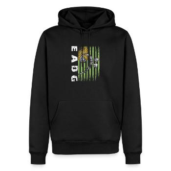 EADG Bassnoten mit amerikanischer Flagge - Männer Premium Bio Hoodie - Schwarz - Vorne - Nico (187cm)