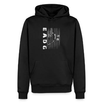 EADG Bassnoten mit amerikanischer Flagge - Männer Premium Bio Hoodie - Schwarz - Vorne - Nico (187cm)