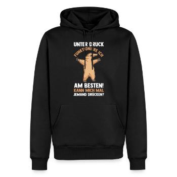 Unter Druck Funktioniere Ich Am Besten - Männer Premium Bio Hoodie - Schwarz - Vorne - Nico (187cm)